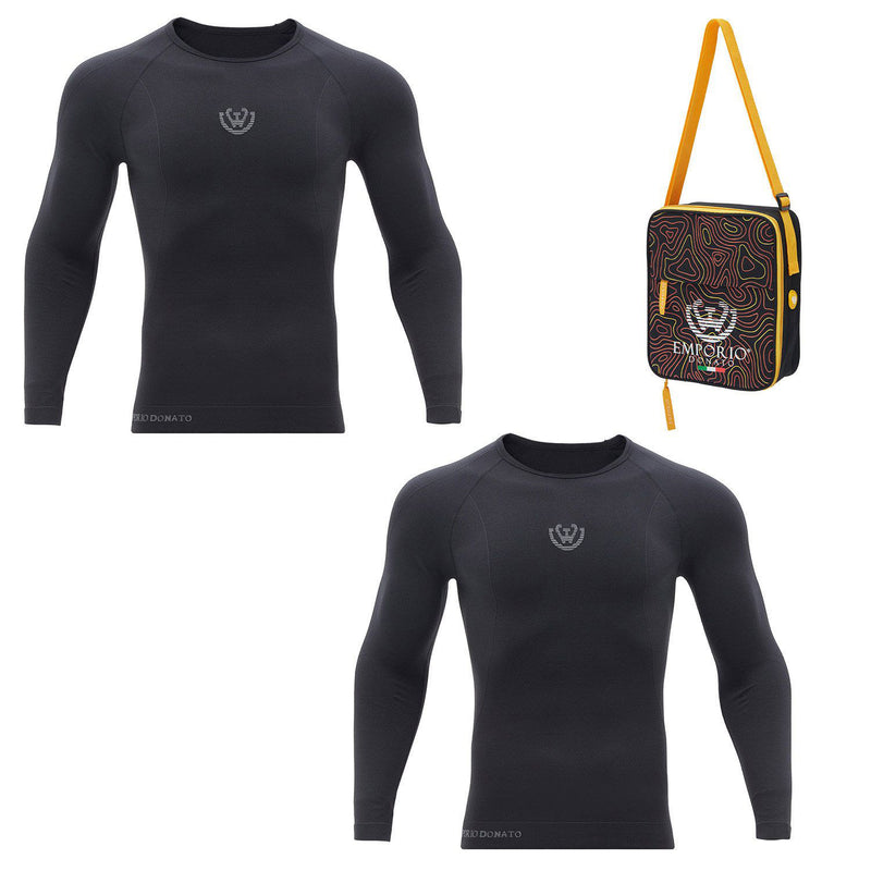 Pack 2 Camisetas Termica Primera Capa Microfibra Hombre+Bolso Regalo