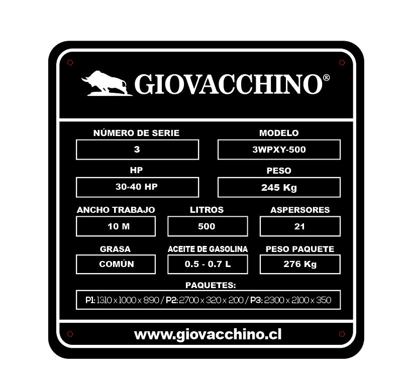 Fumigadora De Barra Hidráulica Pulverizador 500L 10mts 30a40HP Tractor Giovacchino