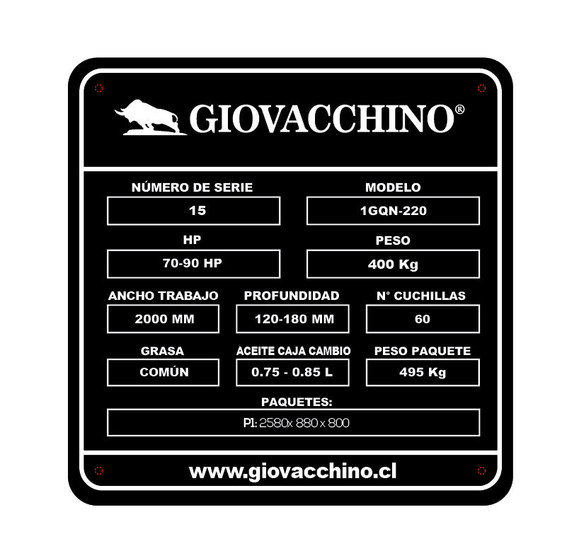 Rotovator De 2,2mts Roto Cultivador Agricola 70a90HP Tractor Giovacchino