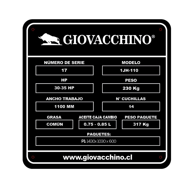 Trituradora Sarmientos Desbrazadora De 1.1mts 30a35HP Tractor Giovacchino