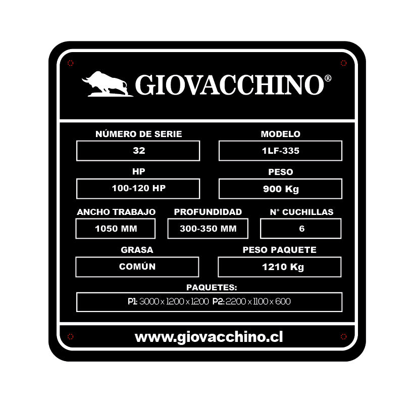 Arado Vertedera Reversible Hidraulico 3X Puntas 100a120HP Tractor Giovacchino