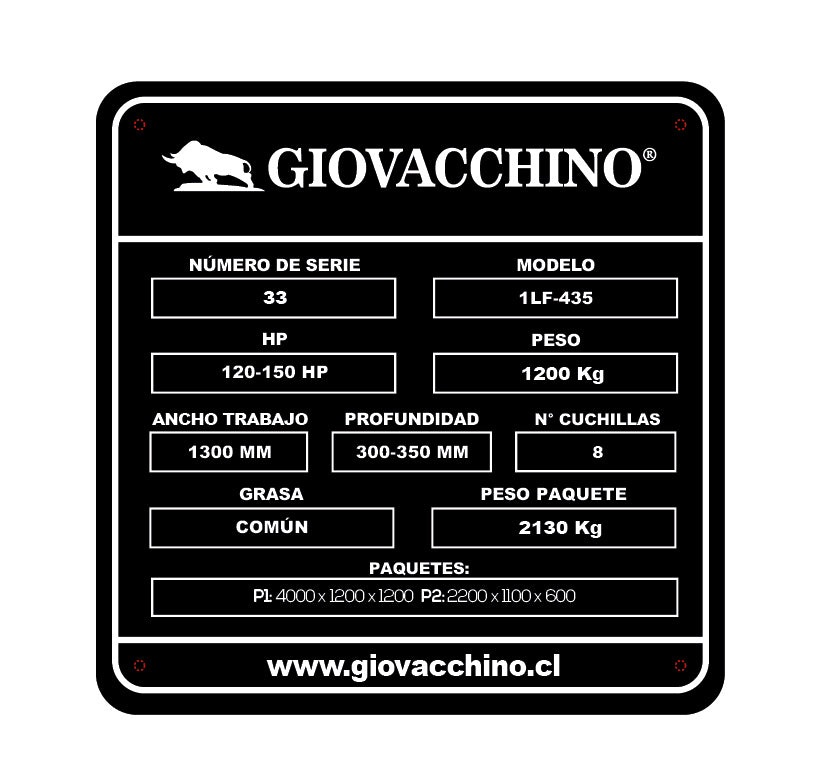 Arado Vertedera Reversible Hidraulico 4X Puntas 120a150HP Tractor Giovacchino