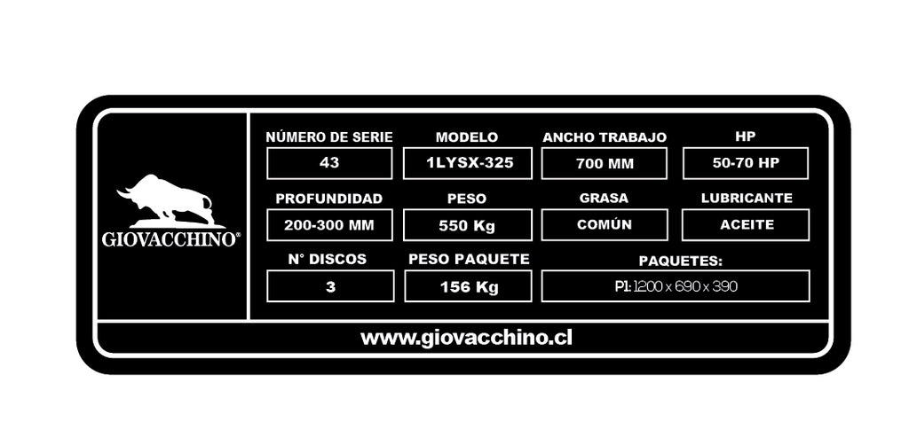 Arado De Discos Reversible Hidraulico 3X Puntas 50a70HP Tractor Giovacchino