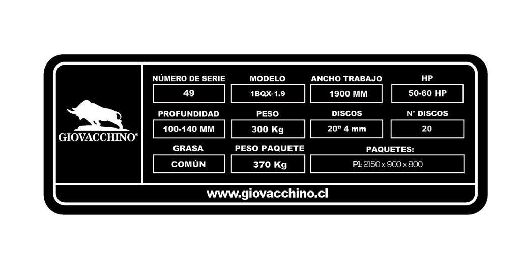 Rastra Discos De Levante 20x20Pulgadas 4mm 50a60HP Tractor Giovacchino