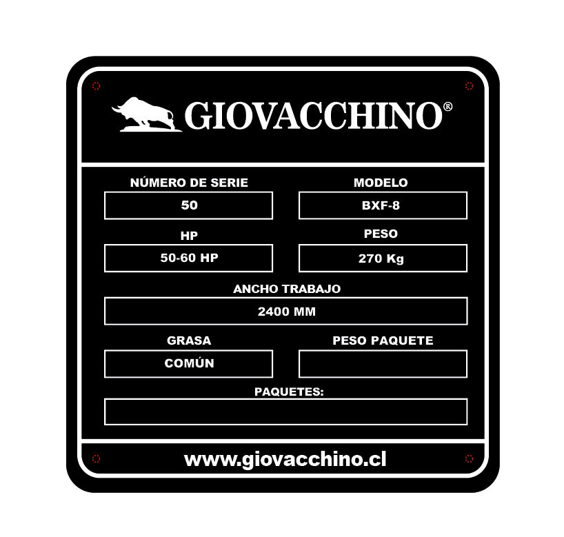 Pala Niveladora Hidraulica 2,4mts Cuchilla 50a60HP Tractor Giovacchino
