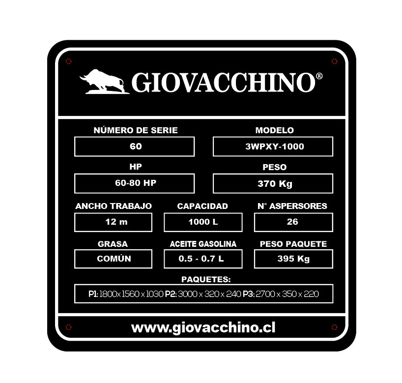 Fumigadora De Barra Hidraulica Pulverizador 1000L 12mts 60a80HP Tractor Giovacchino