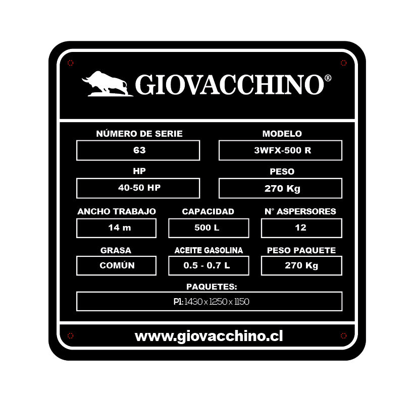 Fumigador Nebulizador Pulverizador 500L 40a50HP Tractor Giovacchino