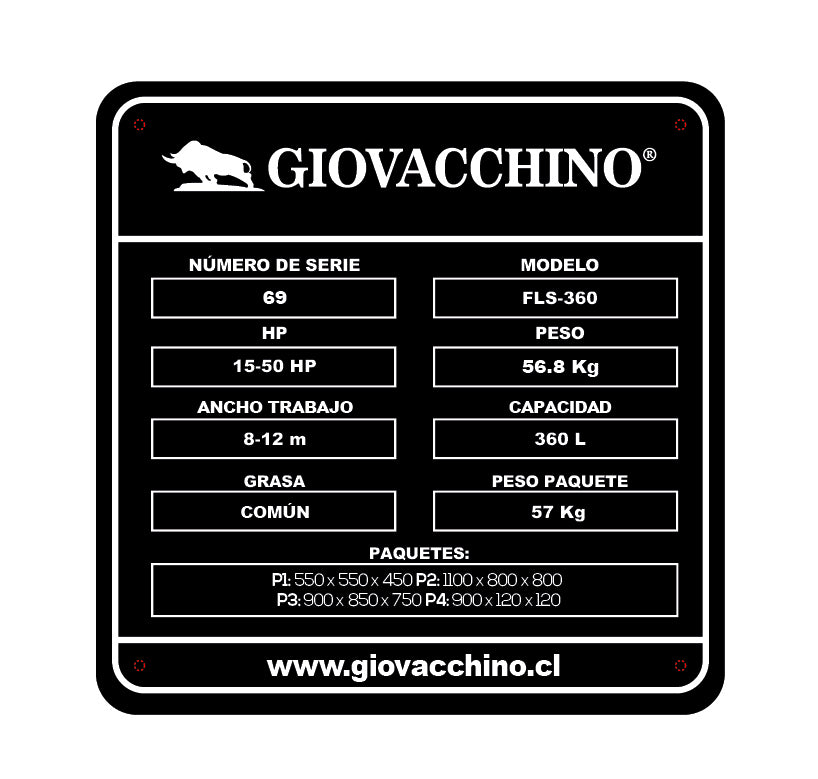 Trompo Abonador Tolva Fertilizador 360Litros 15a50HP Tractor Giovacchino