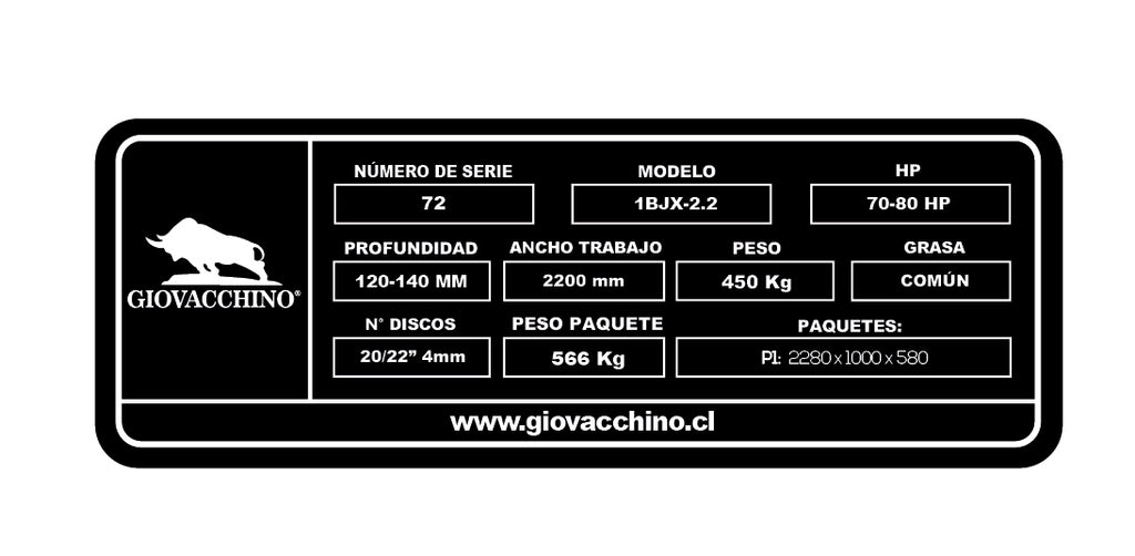 Rastra Discos De Levante 20x22Pulgadas 4mm 70a80HP Tractor Giovacchino
