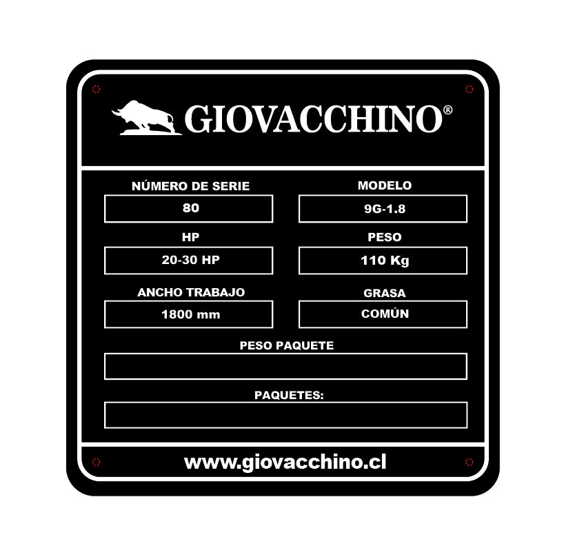 Segadora de barra Corta Pasto Alfalfa 1,8mts 20a30hp Tractor Giovacchino