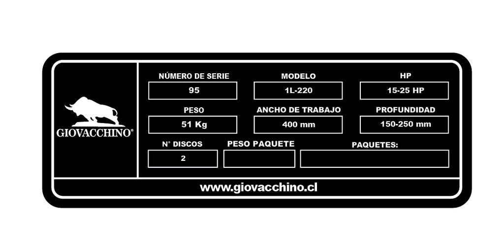 Arado Vertedera De Levante 2X Puntas 15a25HP Tractor Giovacchino